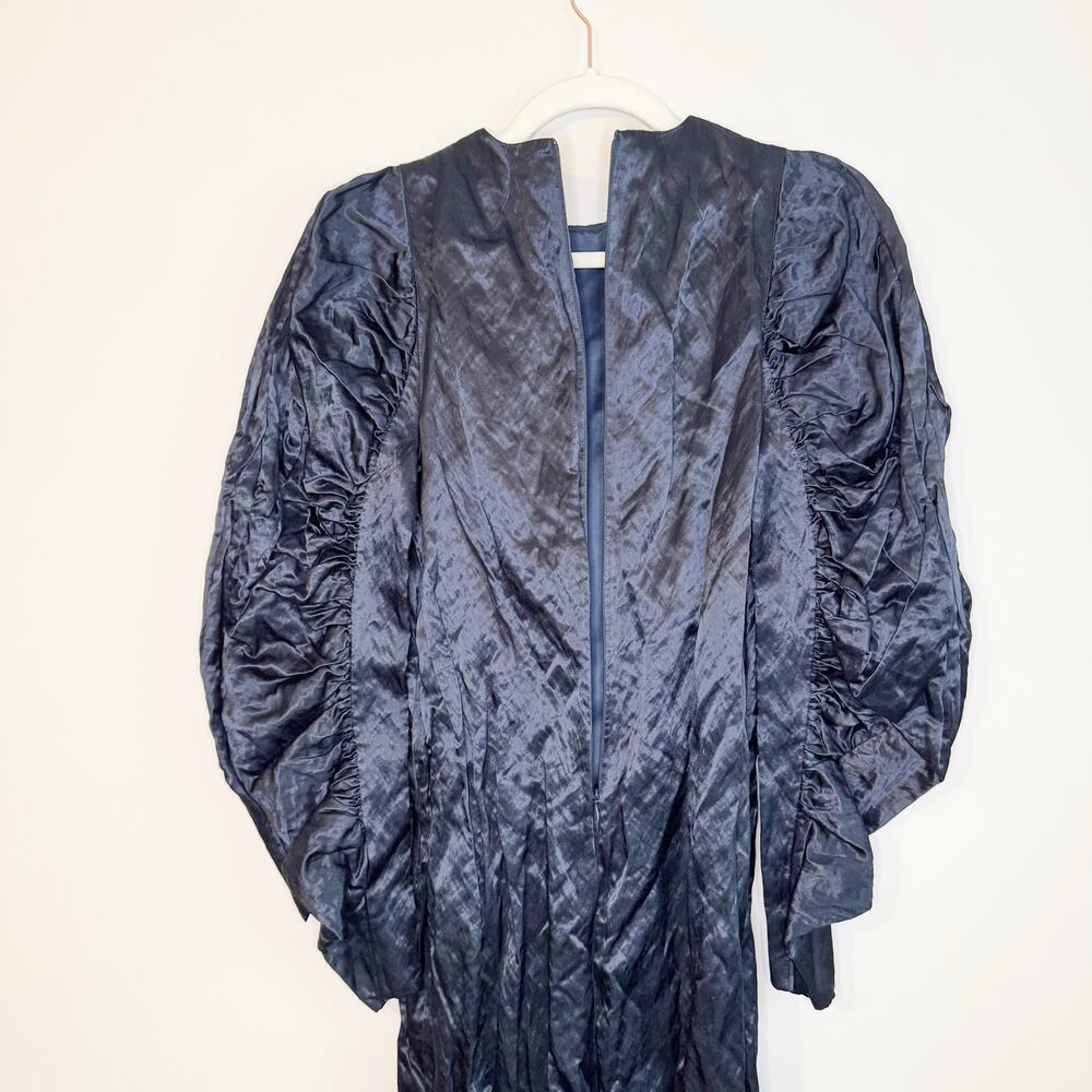 Ulla Johnson Antonia Puff-Sleeve Crushed Satin Midi Dress Sapphire Size 0 - Picture 10 of 10